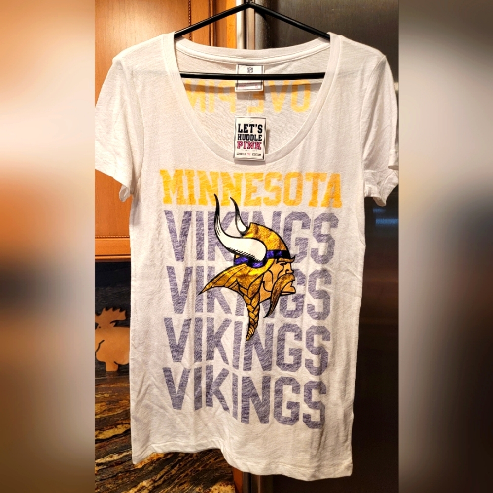 NEW Limited Edition PINK VS NFL Minnesota Vikings white shirt large